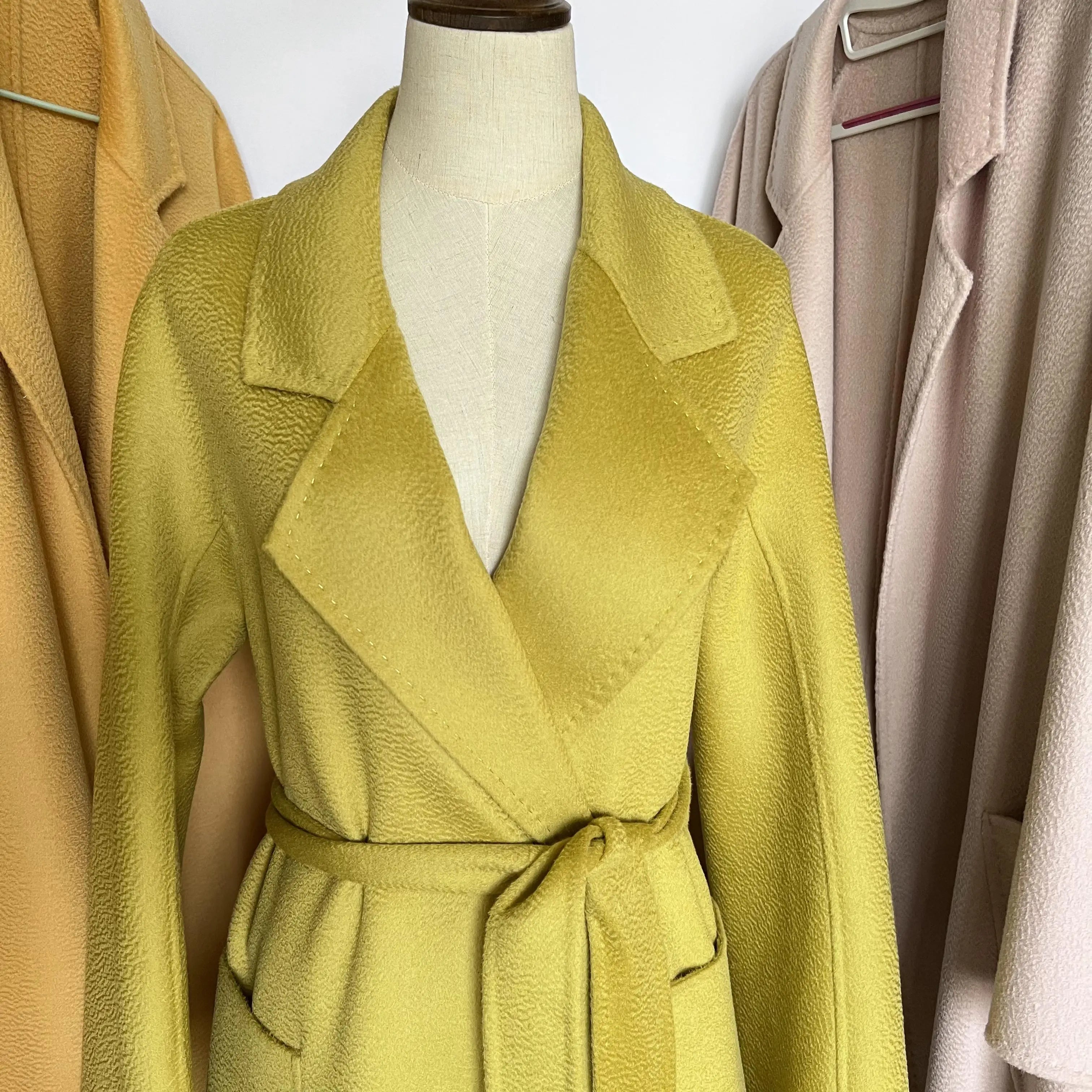 SPECIAL OFFER Cashmere Coat Female Winter Mid-Length Corrugated Coat Black Wool Coat Woman Autumn New Casual Fashion Beige Coat