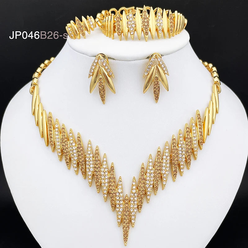 Fashion Jewelry Sets Gold Color Necklace And Earrings For Women 4 Pieces Jewelry Set