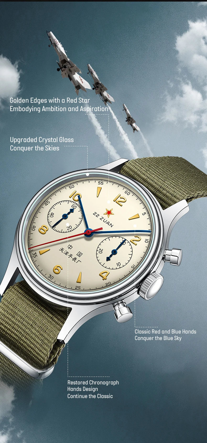 Seagull 1963 International Edition Men's Mechanical Watch Pilot Clock ST1901 Retro Chronograph Wristwatch Air Force Aviation New